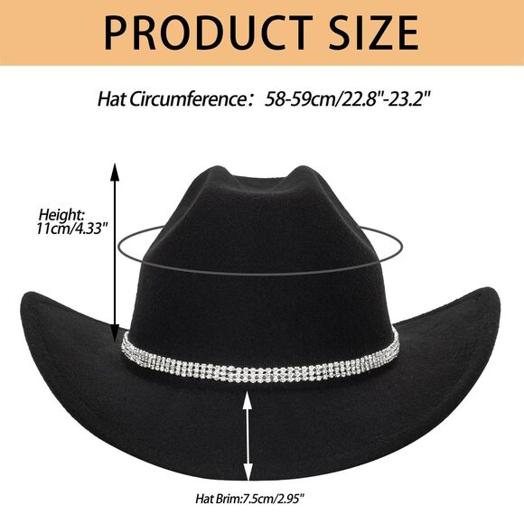 3272 Womens Cowgirl Studded Pinched Western Cowboy Hats Wide Brim Gaucho main image 6